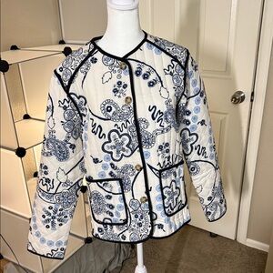 Sunday Navy and Cream Patterned Utility Jacket
